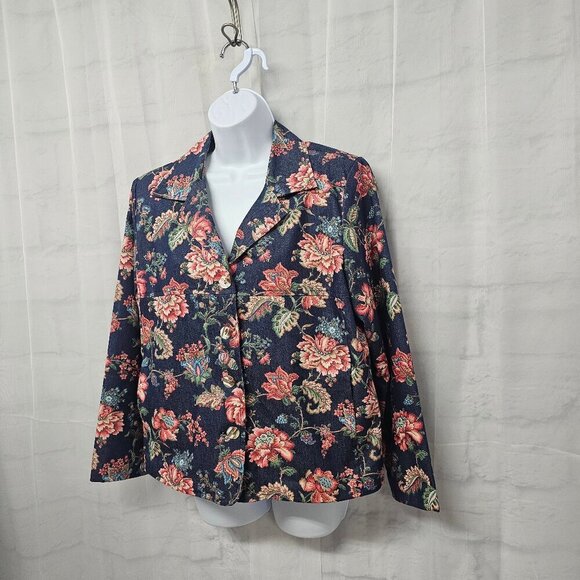 Vintage Appleseed's Blue Pink Floral Boho Cottagecore Retro Trucker Jacket 12P - Picture 7 of 12
